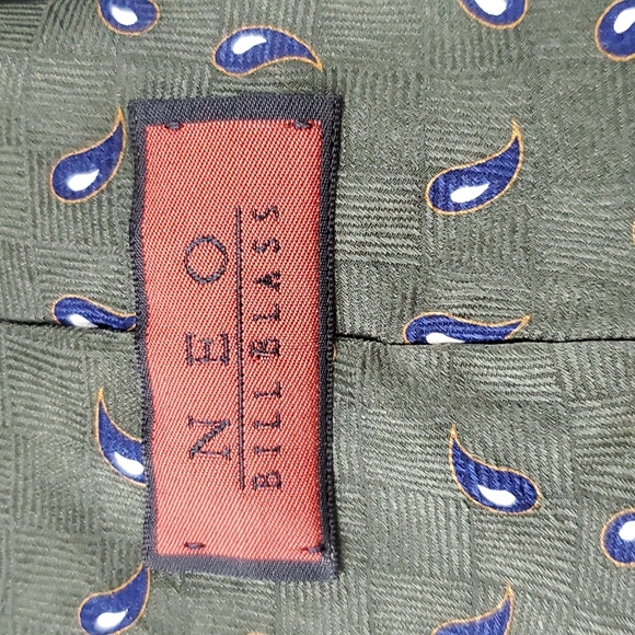 NEO BILL BLASS Men's Green Patterned Tie - Picture 6 of 8